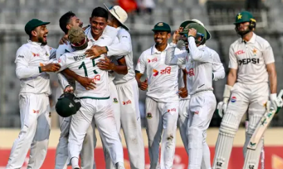 اولني ټيسټ ميچ کښې بنګله ديش په يو سل ، څلور رنز پاکستان ته شکست ورکړې Bangladesh defeated Pakistan by 104 runs in the first test match