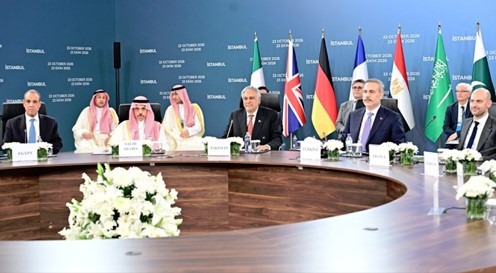 د پاکستان، ترکيه، مصر او سعودي عرب خارجه وزيرانو غونډه،مشرق وسطیٰ او منطقې په صورتحال اندېښنه څرګنده شوې Meeting of the Foreign Ministers of Pakistan, Turkey, Egypt, and Saudi Arabia; concern expressed regarding the situation in the Middle East and the region.